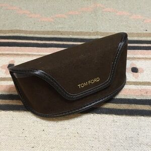 Tom Ford Brown faux suede large eyeglass sunglasses case with shag new